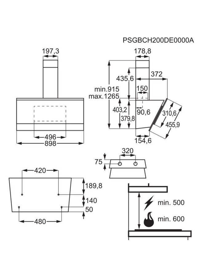 Zanussi ZFV819K wand afzuigkap | 90 cm | Zwart