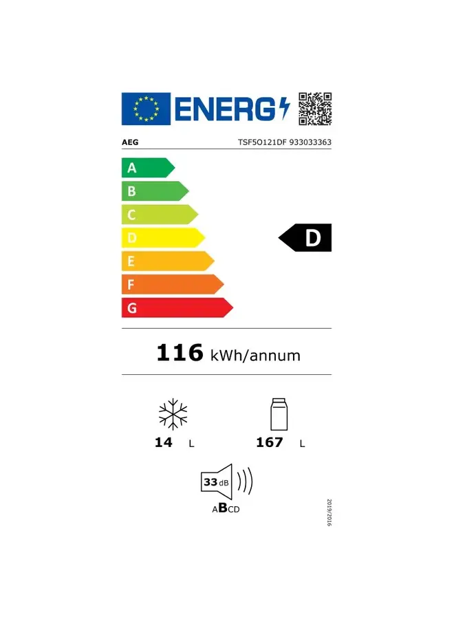 AEG TSF5O121DF inbouw koelkast 122.5 cm | Deur op deur