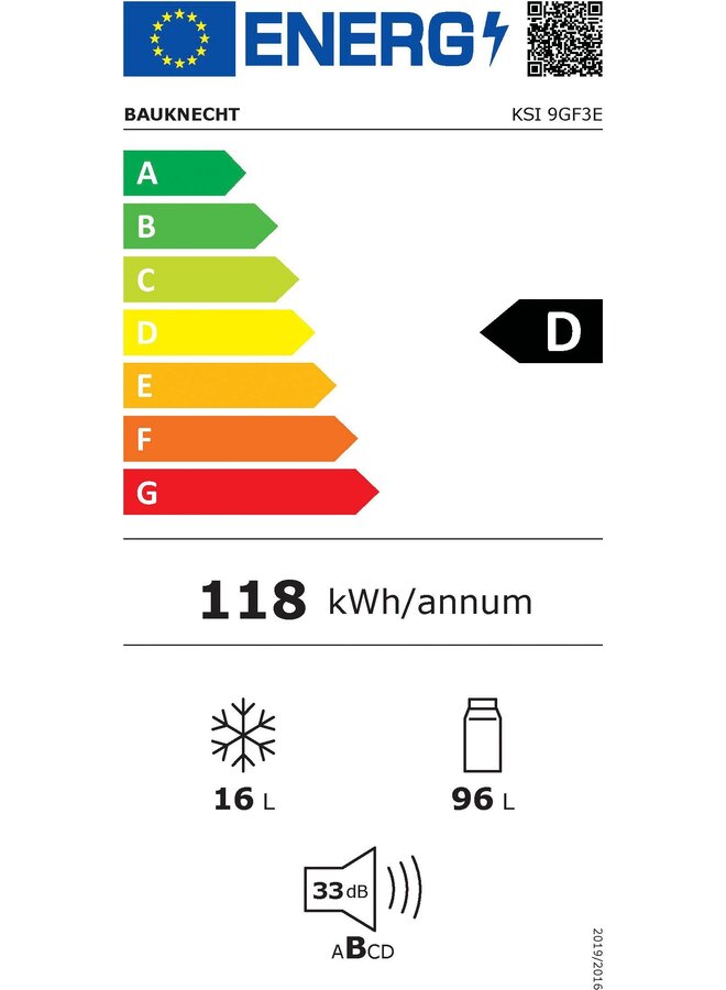 Bauknecht KSI 9GF3E inbouw koelkast | 88 cm | vriesvak
