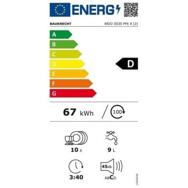 Bauknecht  BSIO 3O35 PFE X | Inbouw vaatwasser | 45 cm
