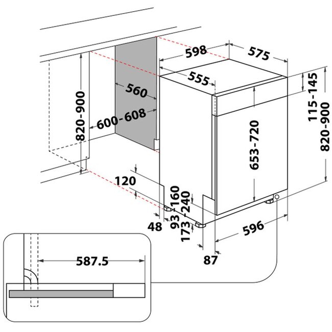 Bauknecht B0B D651A X | Half geintegreerde vaatwasser | Autodeur | B