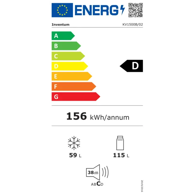 Inventum KV1500B | Koelvriescombinatie | Zwart | LowFrost