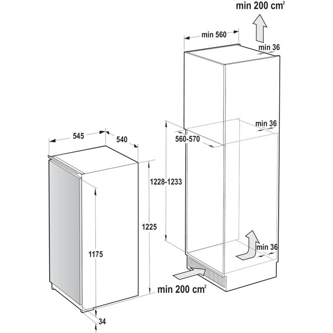 Gorenje RBI412EE1 inbouw koelkast | 122 cm | Sleepdeur | CrispZone