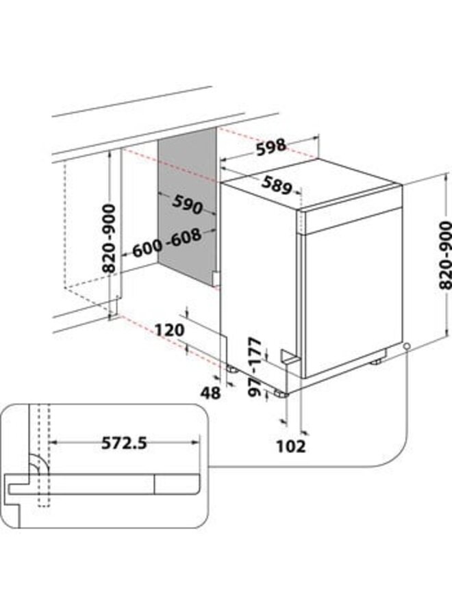 Whirlpool WUC 3C33 F X onderbouw vaatwasser (B)
