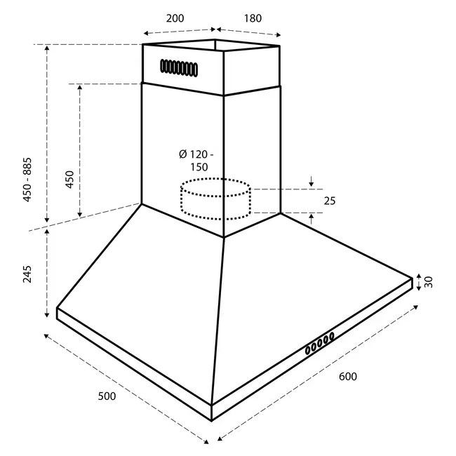Inventum AKP6000ZWA Afzuigkap - Piramide - 60 cm - Zwart