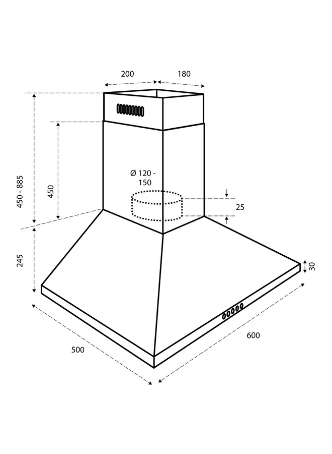 Inventum AKP6000ZWA Afzuigkap - Piramide - 60 cm - Zwart