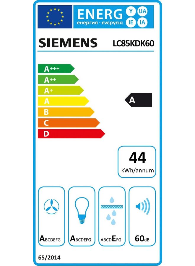 Siemens LC85KDK60 Wandschouwkap 80 cm Zwart glas