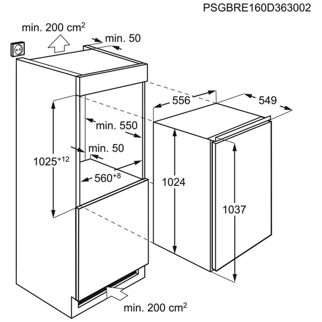 AEG SKE810E1AF inbouw koelkast 102 cm | Deur op deur