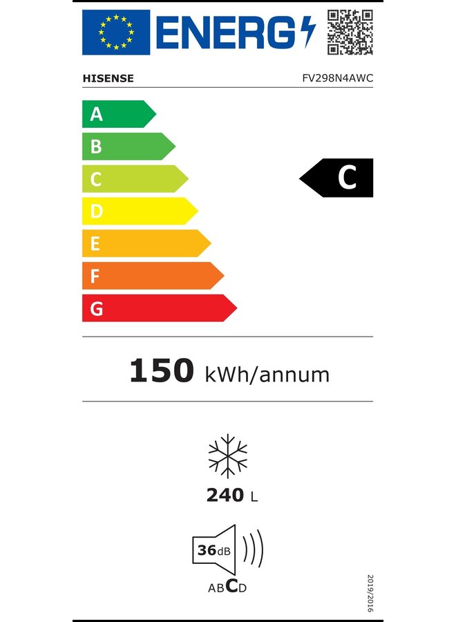 Hisense  FV298N4AWC | Vriezer | Nofrost | 240 Ltr