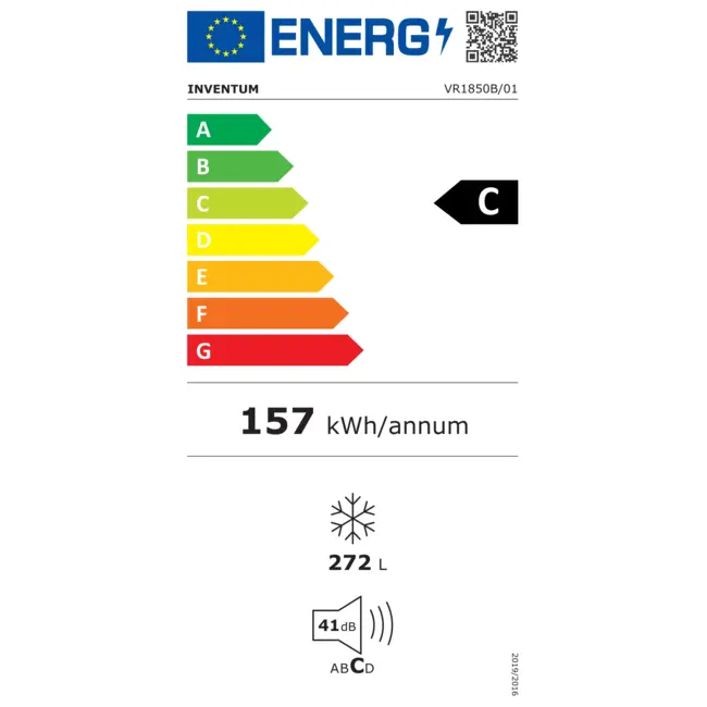 Inventum VR1850B  | Vriezer | 272 liter | Zwart RVS