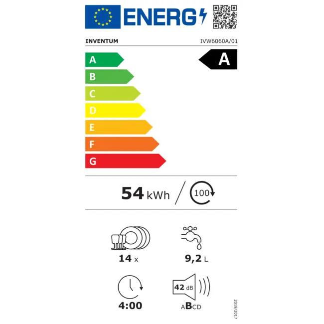 Inventum IVW6060A | Inbouw vaatwasser | A label
