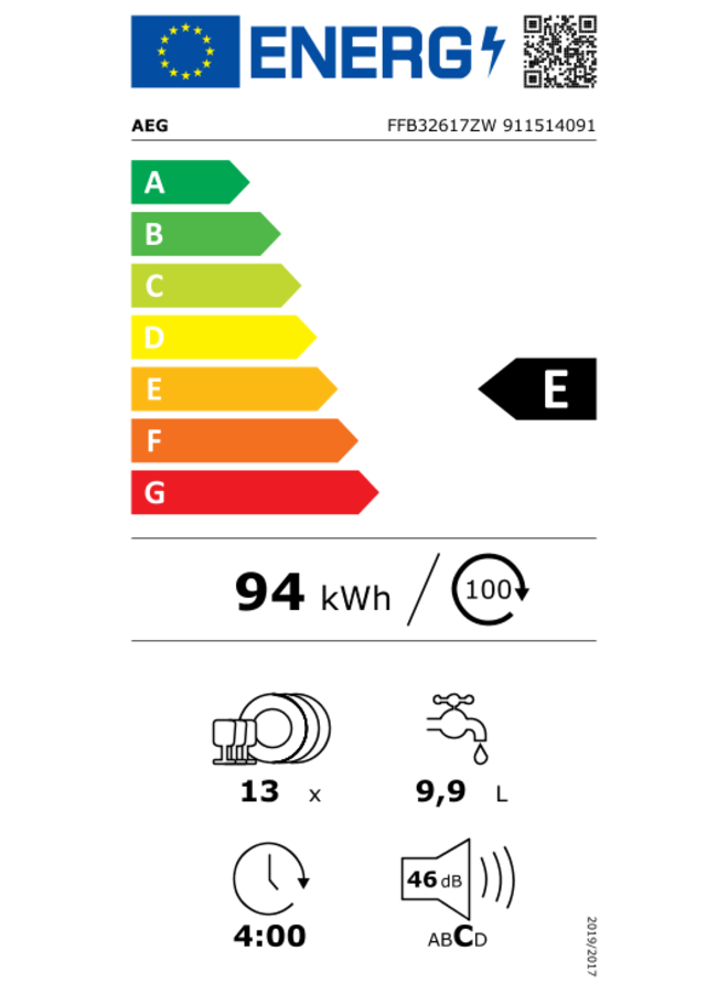 AEG FFB32617ZW vrijstaande vaatwasser | AirDry