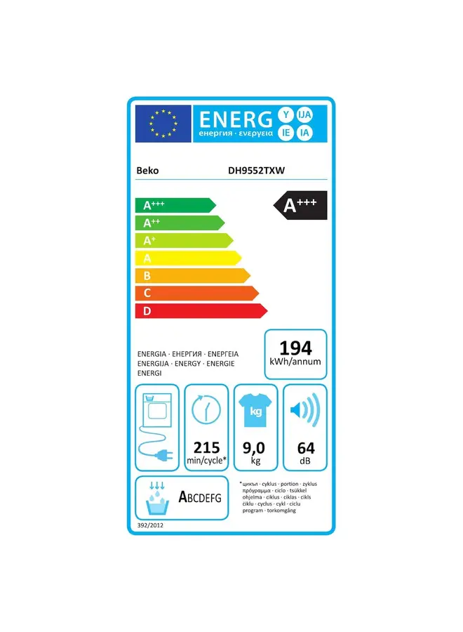 Beko DH9552TXW warmtepompdroger A+++ | 9 kg