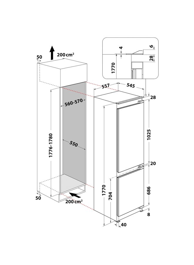 Bauknecht KGITN 18F4 M | Inbouw koelvriescombinatie | 178 cm | NoFrost