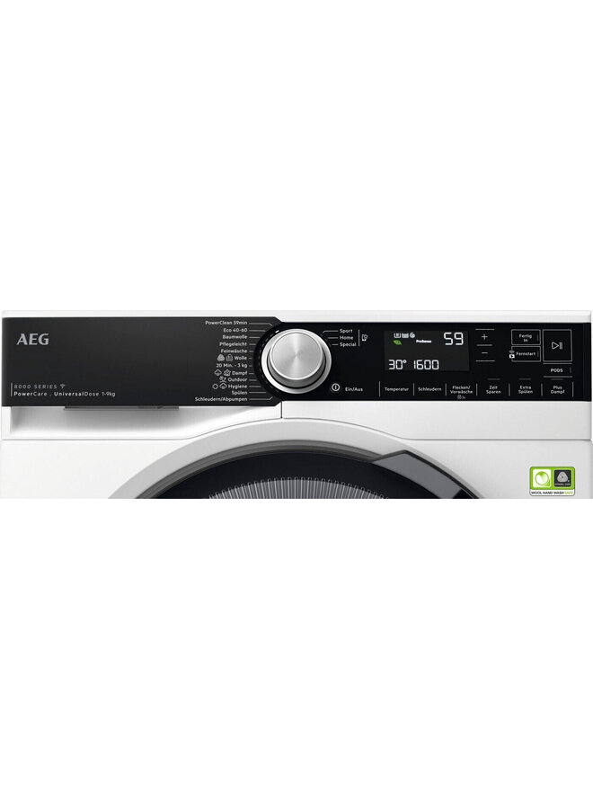 AEG LR8E80690 wasmachine 9 kg | Stoom | 1600 toeren