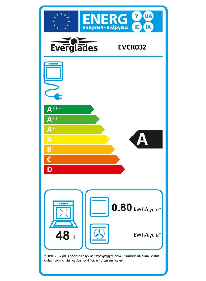 Everglades EVCK032 Gasfornuis 50 cm wit