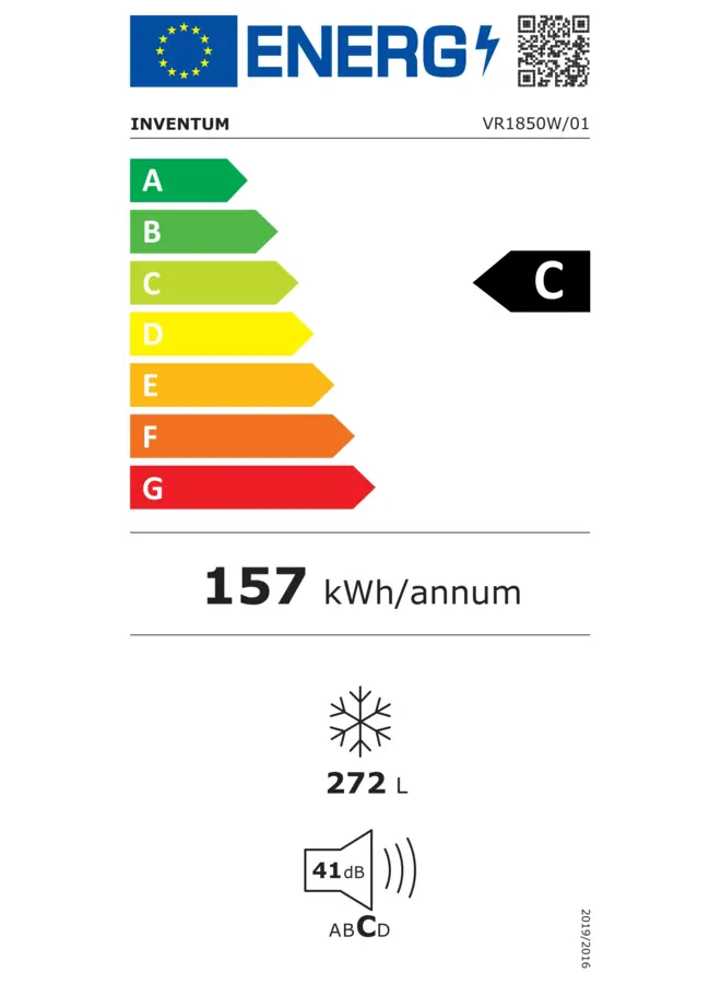 Inventum VR1850W vrieskast | Energielabel C