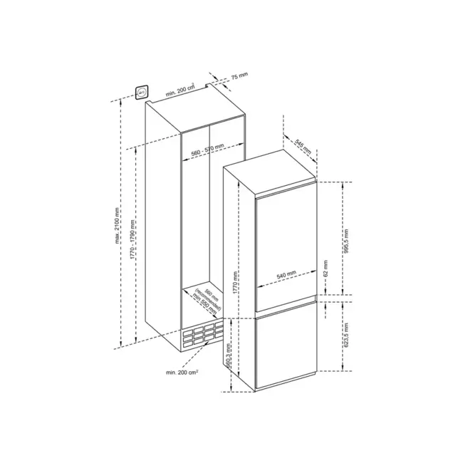 Inventum IKV1788S | Inbouw koelvriescombinatie | 178 cm | No-Frost