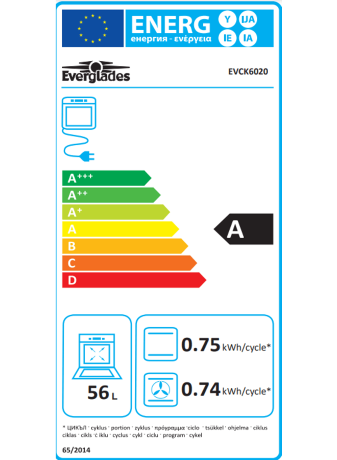 Everglades EVCK6020 Gasfornuis | Zwart