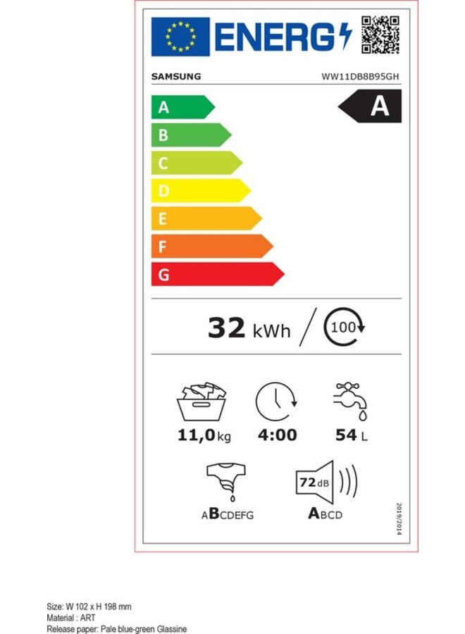 Samsung WW11DB8B95GH wasmachine | 11 kg