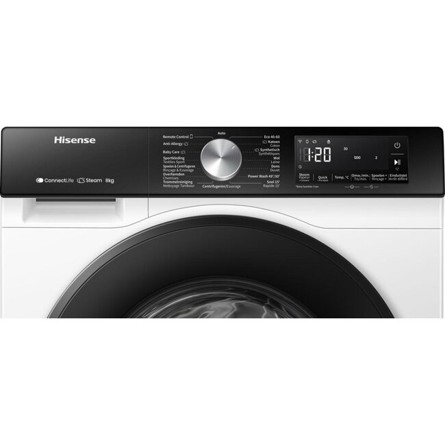 Hisense WF3S8043BW3 | Wasmachine | 8 kg | Energielabel A | Steam