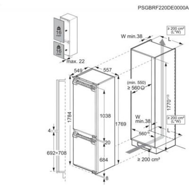AEG EK7E18F1 | Inbouw koelvriescombinatie | 178 cm