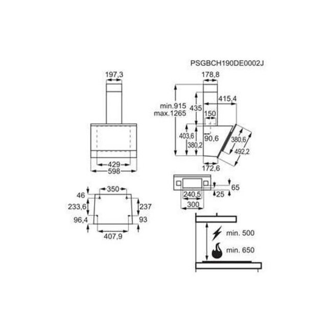 AEG DD5661V 9000 serie SilenceTech Schouwafzuigkap 60 cm