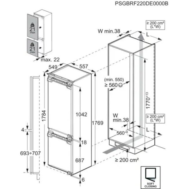 AEG NSC7M181EC | Inbouw koelvriescombiantie | 178 cm | Nofrost