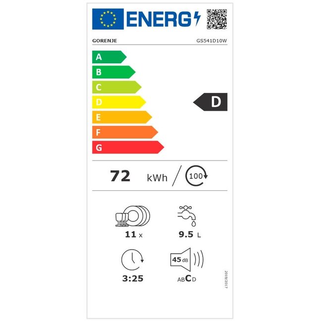 Gorenje GS541D10W vrijstaande vaatwasser 45 cm