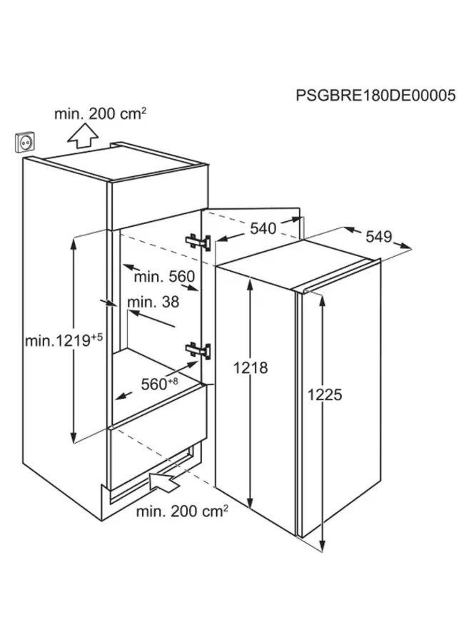 AEG TSF5O121ES inbouw koelkast 122 cm