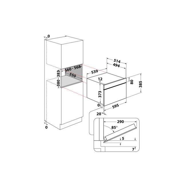 Whirlpool WMBD5 I4PT inbouw solo magnetron  45 cm