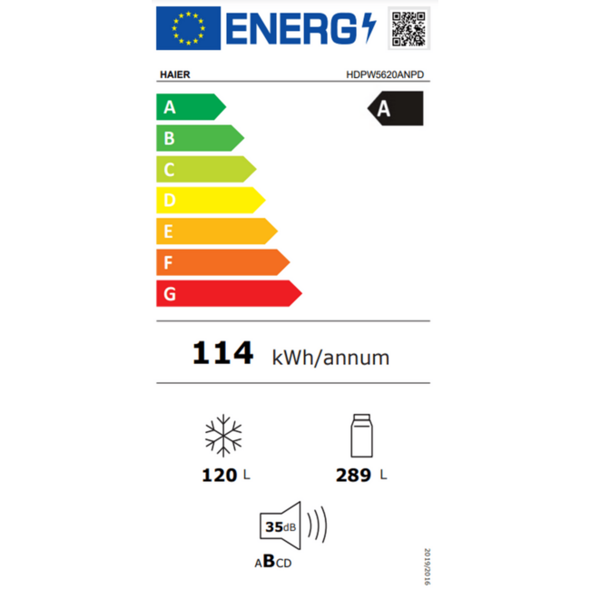 Haier HDPW5620ANPD | Koelvriescombinatie  | A label