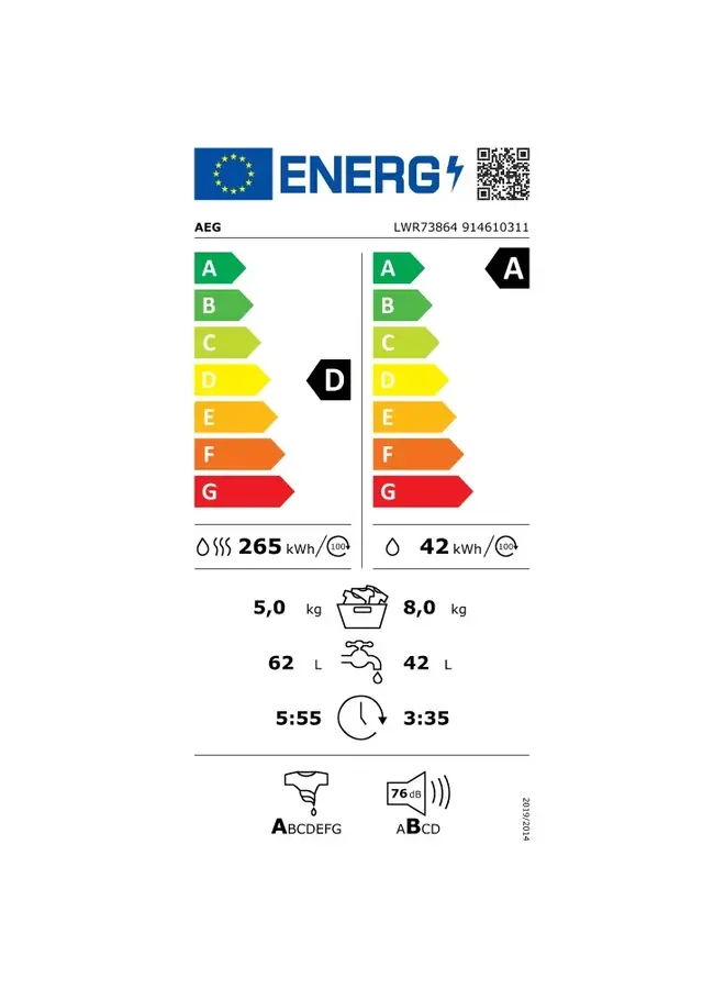 AEG LWR73864 ProSteam wasdroogcombinatie