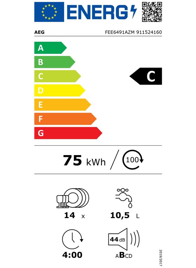 AEG FEE6491AZM | Half geintegreerde vaatwasser | Airdry