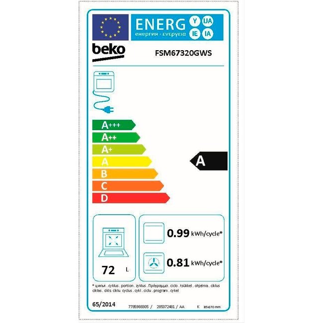 Beko FSM67320GWS keramisch fornuis