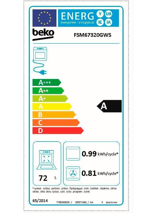 Beko FSM67320GWS keramisch fornuis