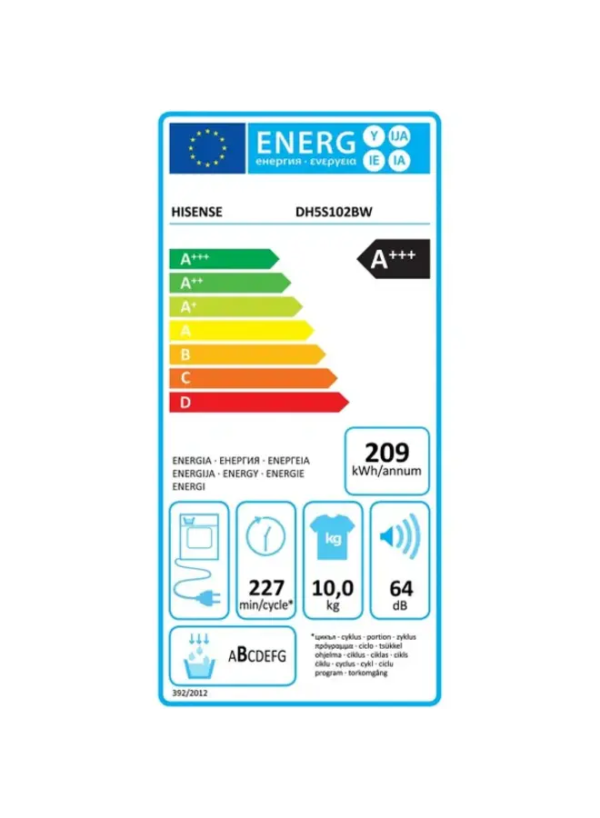 Hisense DH5S102BW warmtepompdroger A+++ 10 kg