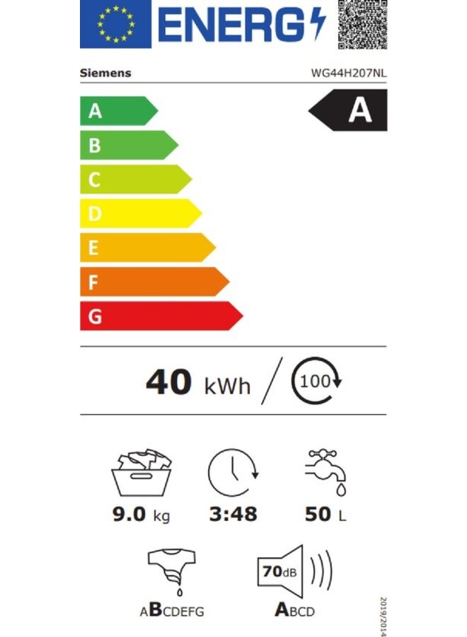 Siemens WG44H207NL wasmachine 9 kg