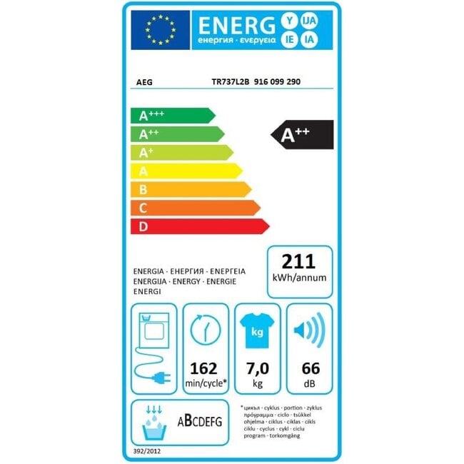 AEG TR737L2B Warmtepompdroger 7 kg