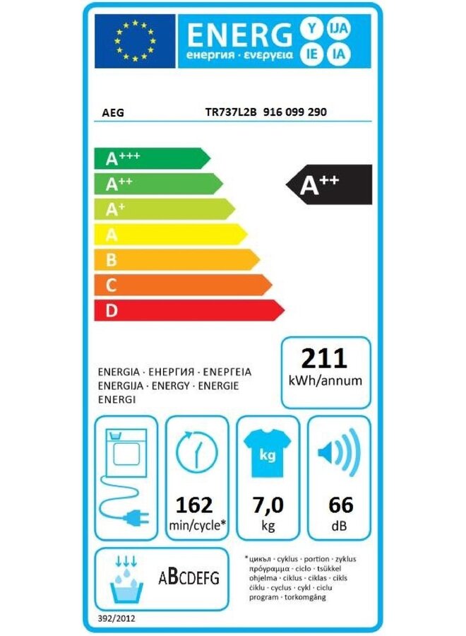 AEG TR737L2B Warmtepompdroger 7 kg