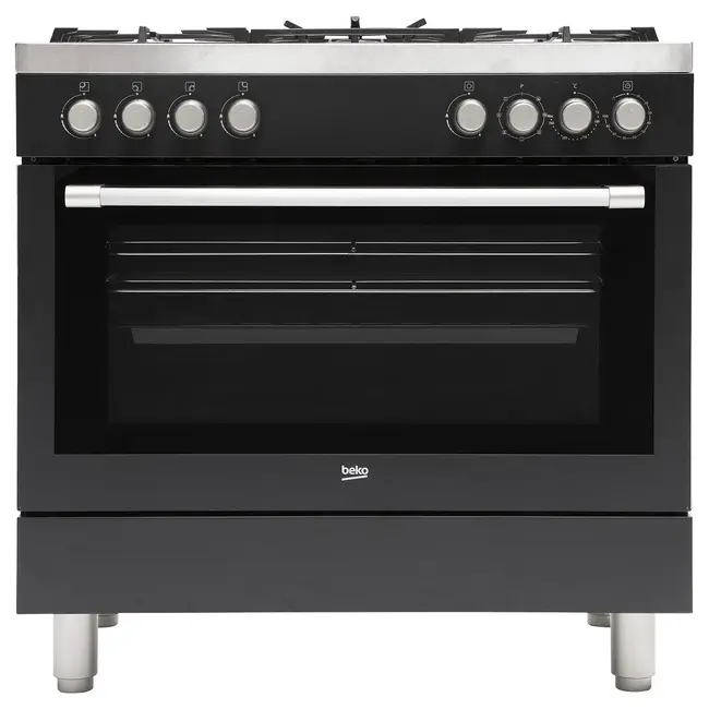 Beko GM 15120 DA PR NL gasfornuis 90 cm Zwart/RVS