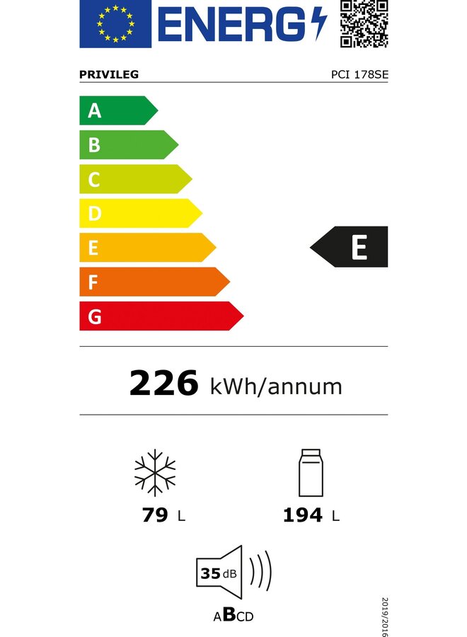 Privileg PCI 178SE Inbouw koelvriescombinatie 178 cm