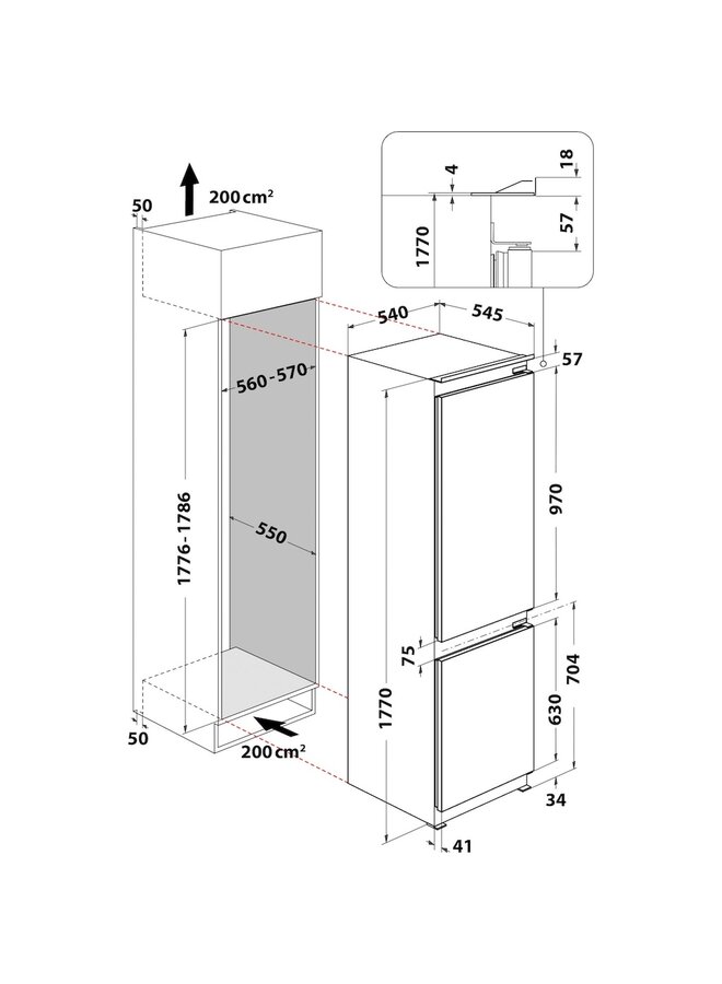 Privileg PCI 178SE Inbouw koelvriescombinatie 178 cm