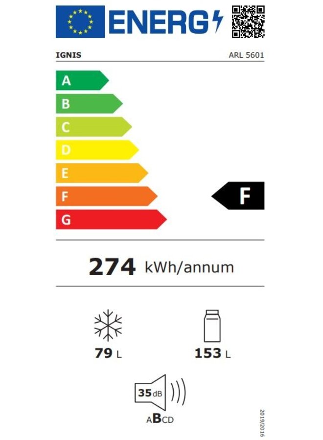 Ignis ( Whirpool )ARL 5601 inbouw koelvriescombinatie 158 cm