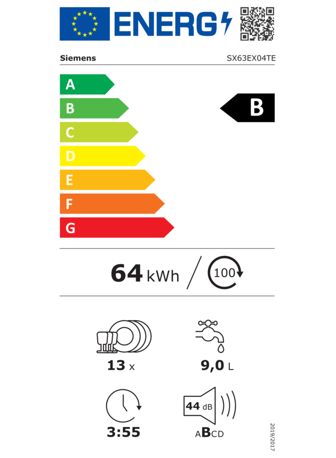 Siemens SX63EX04TE | Inbouw vaatwasser | XXL | B