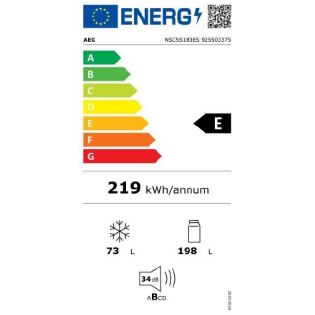 AEG NSC5S183ES inbouw koelvriescombinatie 178 cm