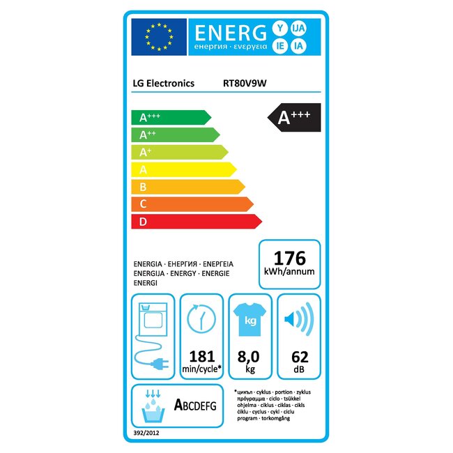LG RT80V9W | Warmtepompdroger | 8 kg | A+++