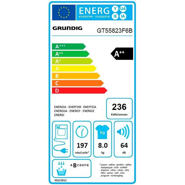 Grundig GT55823F6B | Warmtepompdroger | 8 kg
