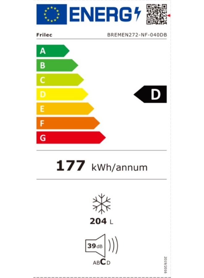 Frilec BREMEN272-NF-040DB Vriezer Zwart