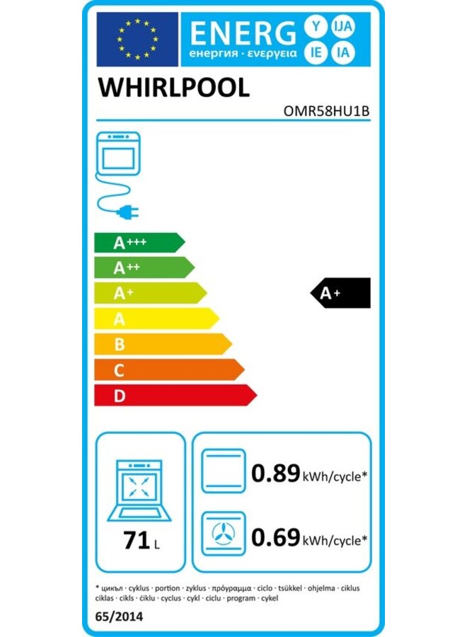 Whirlpool OMR58HU1B Multifunctionele oven - 71L - Zwart